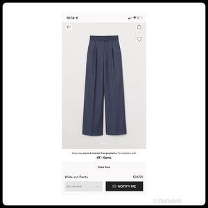 H&M steel blue High waist tailored waist pant wide cut dress pants